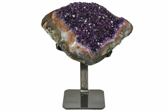 Amethyst Geode Section With Metal Stand - Uruguay #152363